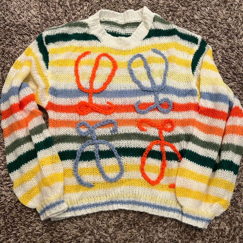Colorful Striped Sweater Large
